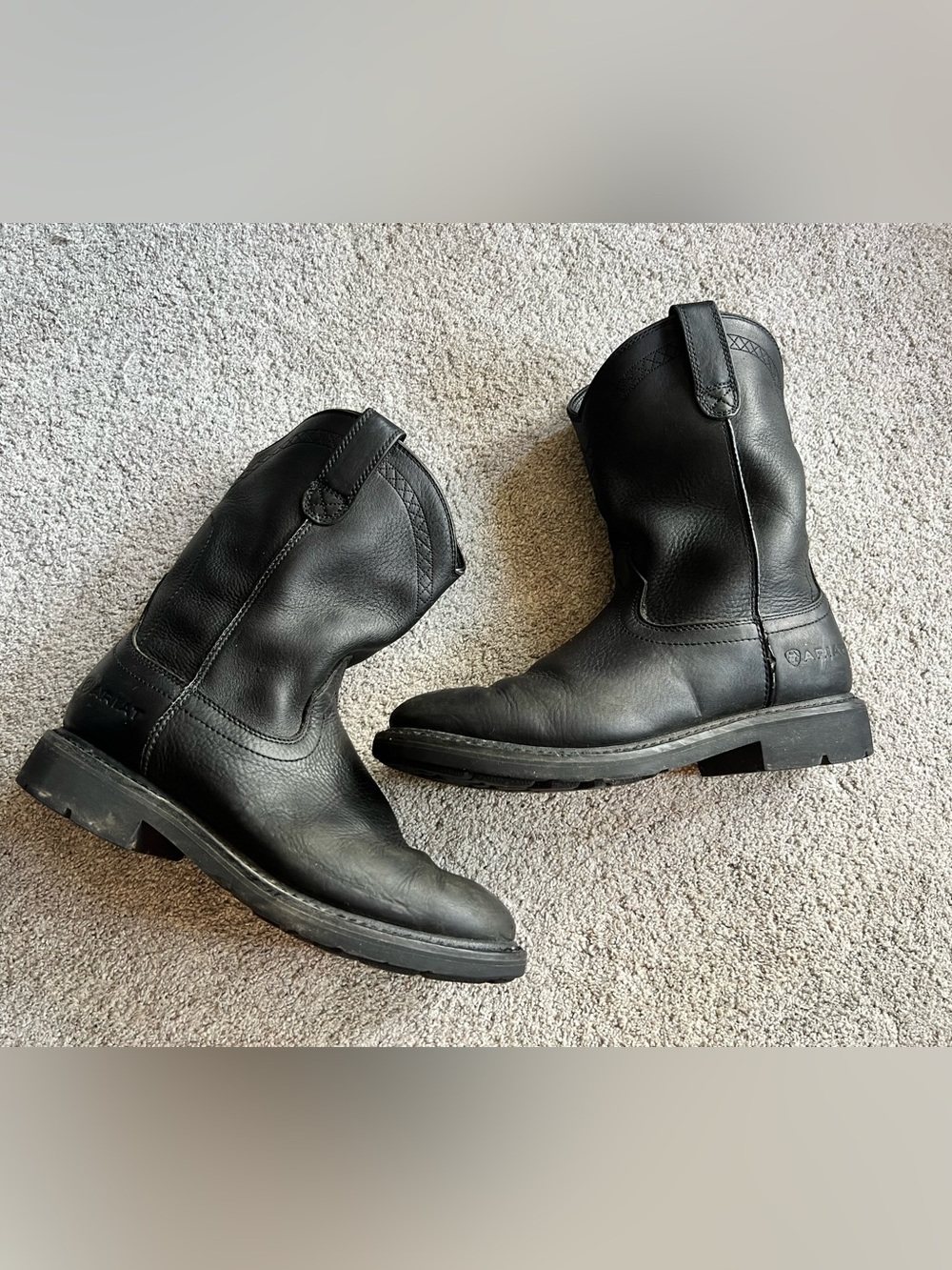 Ariat Sierra Work Boots Men's Size 10.5 D Black Leather Slip & Oil Resisting